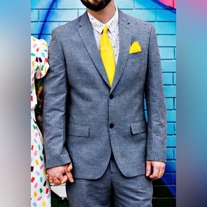 Perry Ellis | Slim Fit Cotton Linen Suit